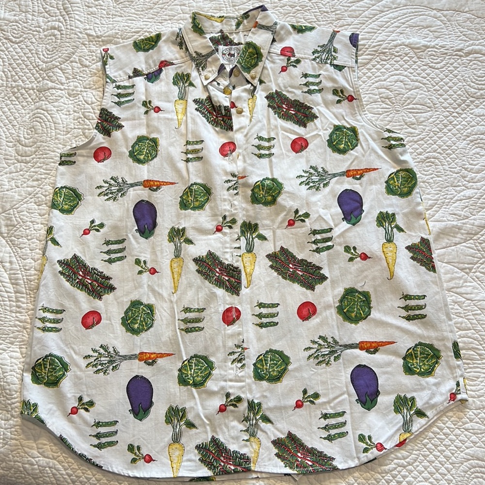 Sleeveless vegetable twill shirt - Ferroni Collection- Size Large